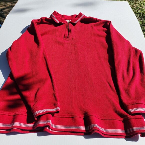 L.L. Bean 1/4 zip sweater mens XL Xlarge maroon red cotton cashmere blend 275298 - Picture 3 of 10